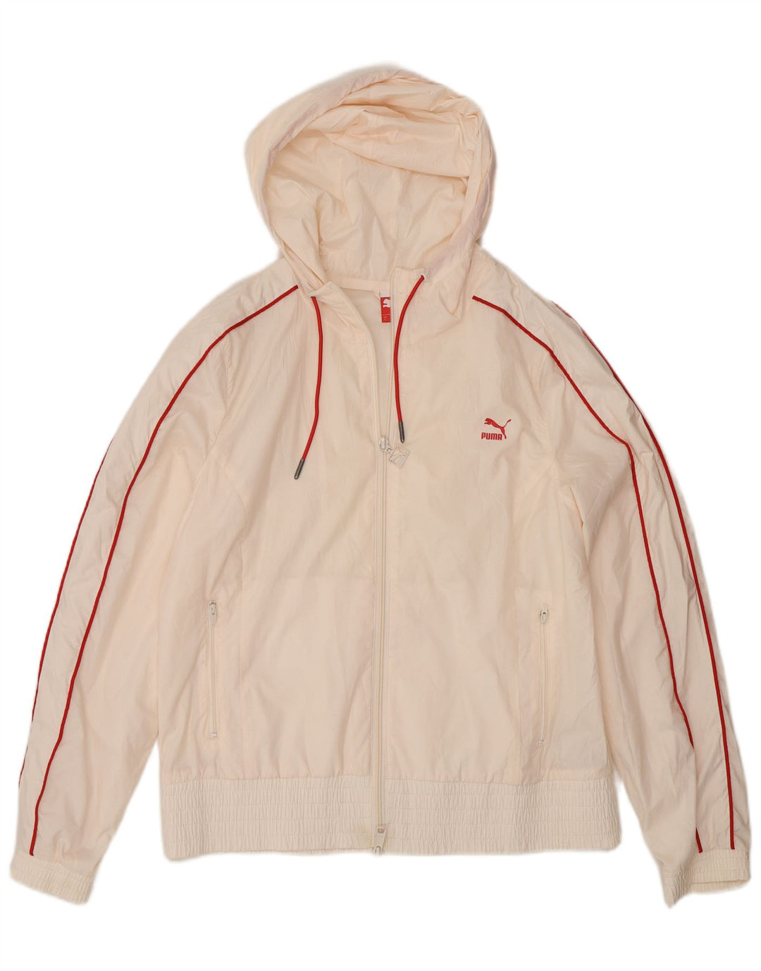 Puma Damen-Bomberjacke mit Kapuze, UK 14, groß, cremefarbenes Polyester