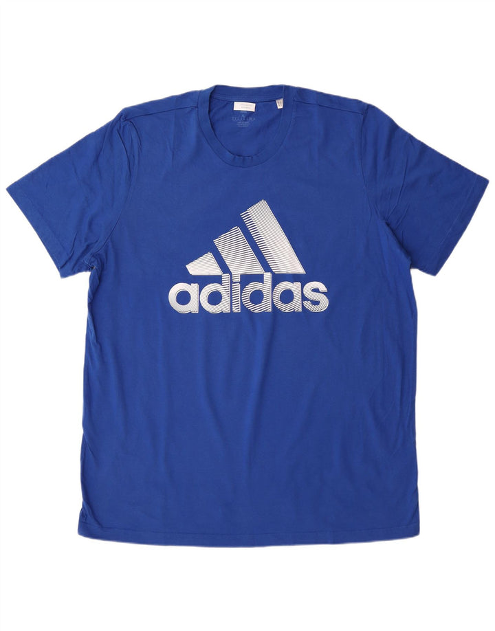 ADIDAS Herren Grafik T-Shirt Top XL Blau Baumwolle
