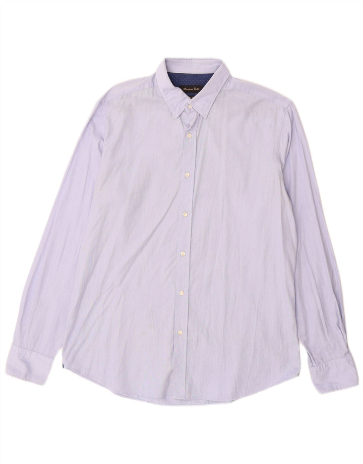 Massimo Dutti Herrenhemd, große blaue Baumwolle