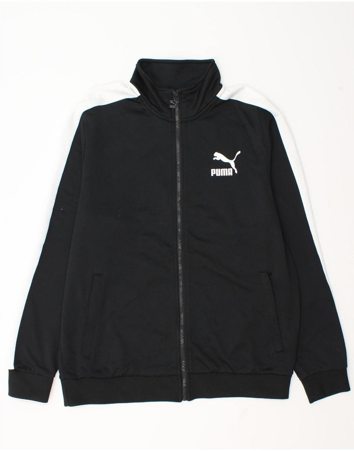 Puma Herren-Trainingsanzug-Top-Jacke, großes schwarzes Farbblock-Polyester