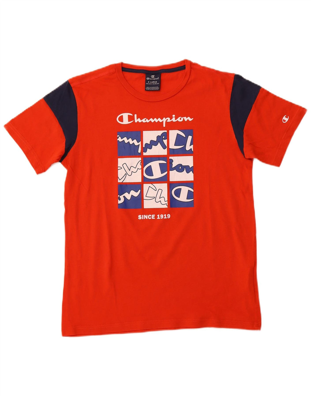 CHAMPION Grafik-T-Shirt für Jungen, 13–14 Jahre, XL, Orange, Colourblock-Baumwolle