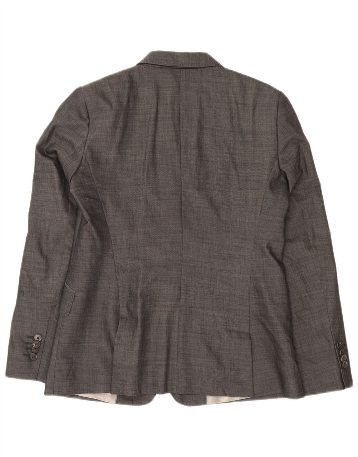 Massimo Dutti Damen-Blazerjacke mit 2 Knöpfen, EU 42, große graue Baumwolle