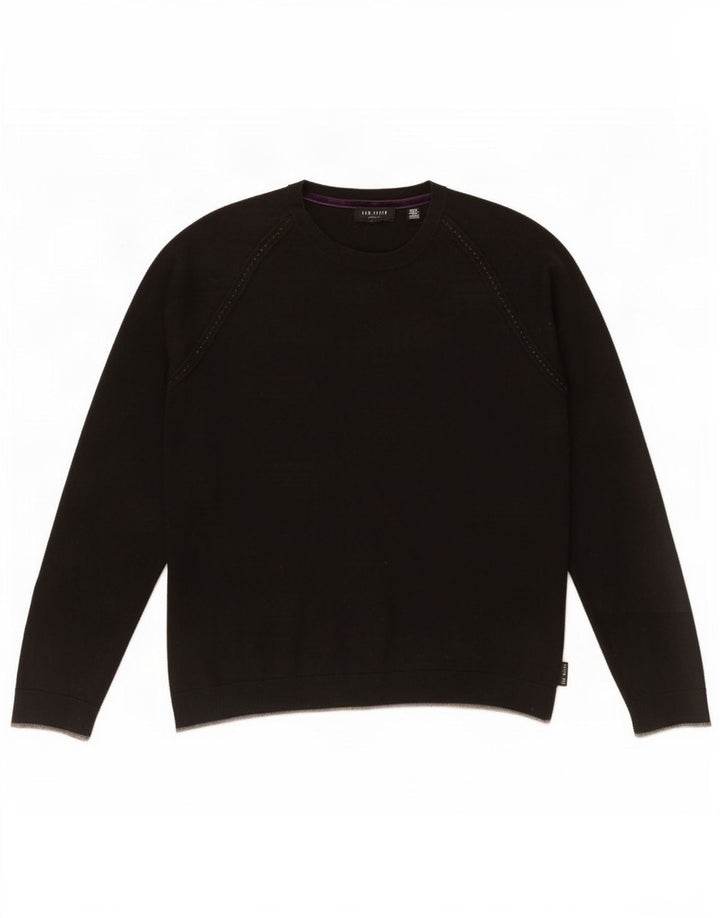 Ted Baker Damen-Pullover mit Rundhalsausschnitt, UK 14, mittelschwarz, Baumwolle