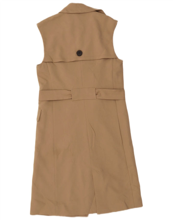 ZARA Damen ärmelloser zweireihiger Mantel UK 6 XS Beige