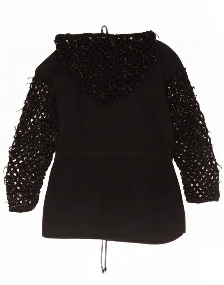 Di Bari Damen Übergroßer Longline-Cardigan mit Kapuze, EU 40, Mittelschwarz