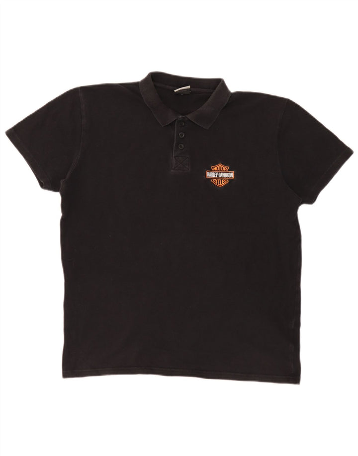 Harley Davidson Herren-Poloshirt, groß, schwarze Baumwolle