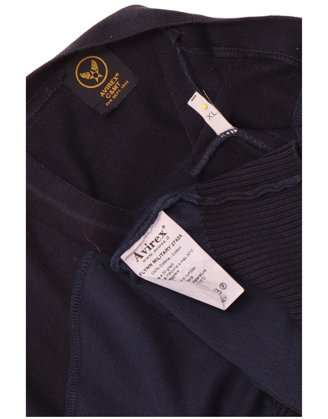 Avirex Herren-Cardigan-Pullover XL, Marineblau, Colourblock-Baumwolle