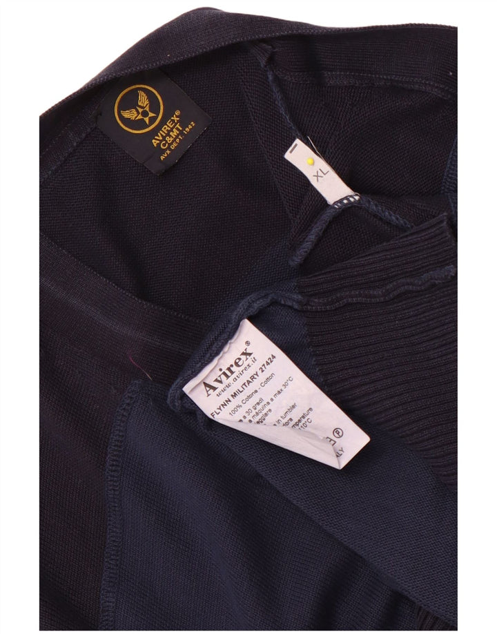 Avirex Herren-Cardigan-Pullover XL, Marineblau, Colourblock-Baumwolle