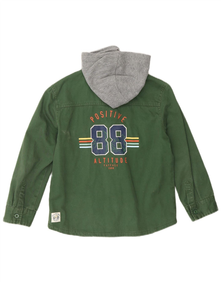 FAT FACE Lumberjack-Jeanshemd mit Kapuze für Jungen, 7–8 Jahre, grünes Farbblockdesign