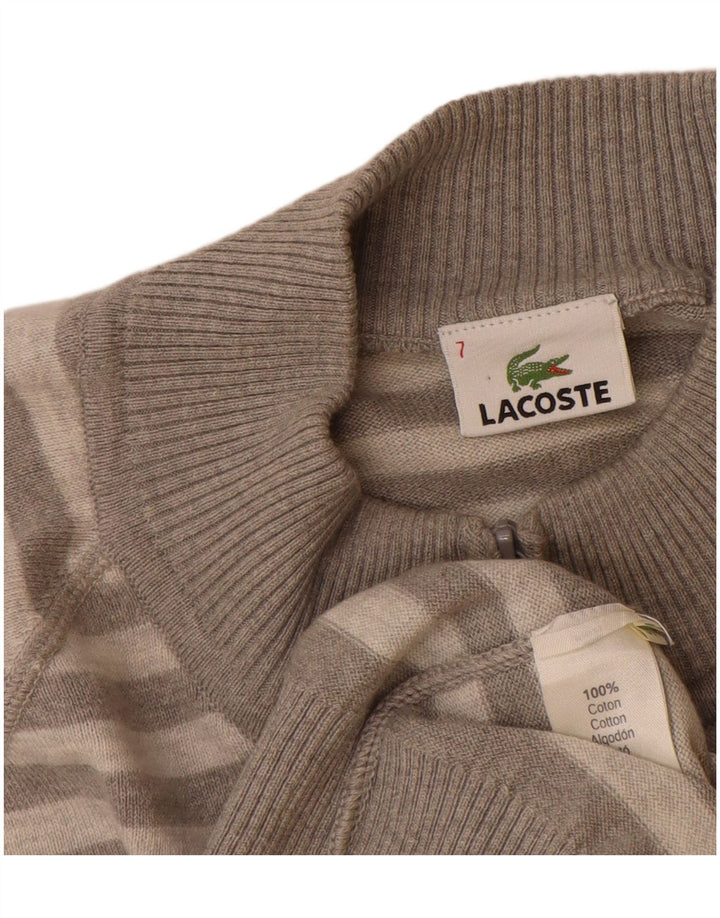 Lacoste Herren-Strickjacke, Größe 7 2XL, grau gestreifte Baumwolle