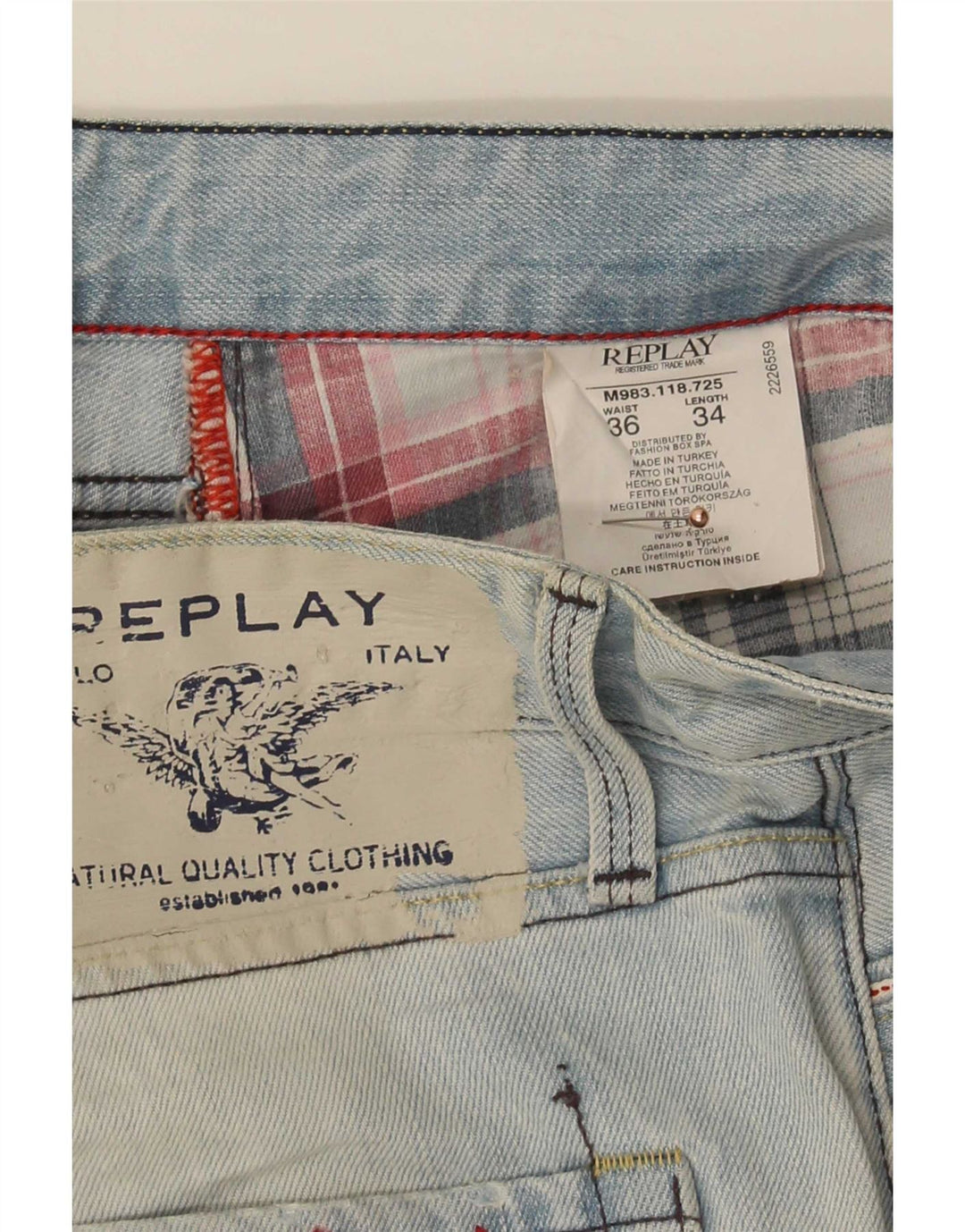 Replay Herren Straight Jeans W36 L34 Blaue Baumwolle