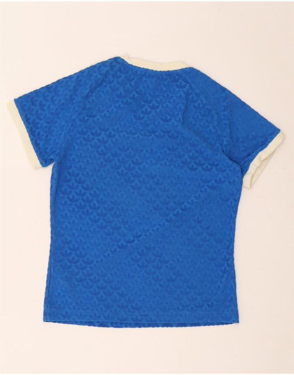 Adidas Damen Graphic T-Shirt Top UK 14 Mittelblaue Baumwolle