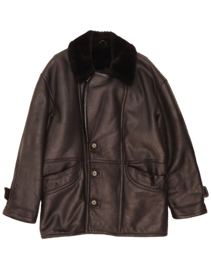 Vintage Herren Shearling Jacke IT 48 Medium Black Shearling