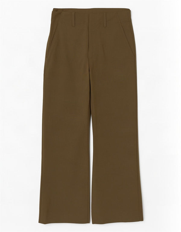 Zara Damen-Chinohose mit hoher Taille und weitem Bein, XS W24 L28, Khaki, Polyester