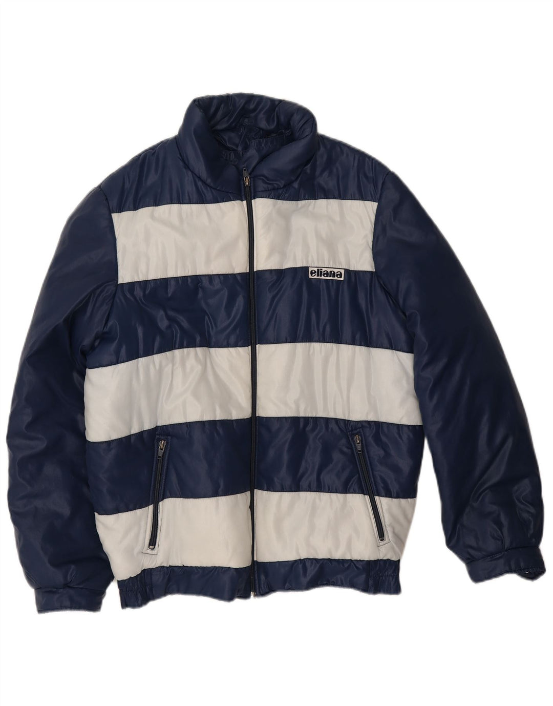 Eliana Herren Wattierte Jacke UK 40 Large Marineblau gestreift
