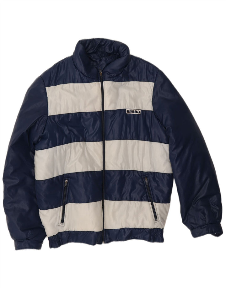 Eliana Herren Wattierte Jacke UK 40 Large Marineblau gestreift