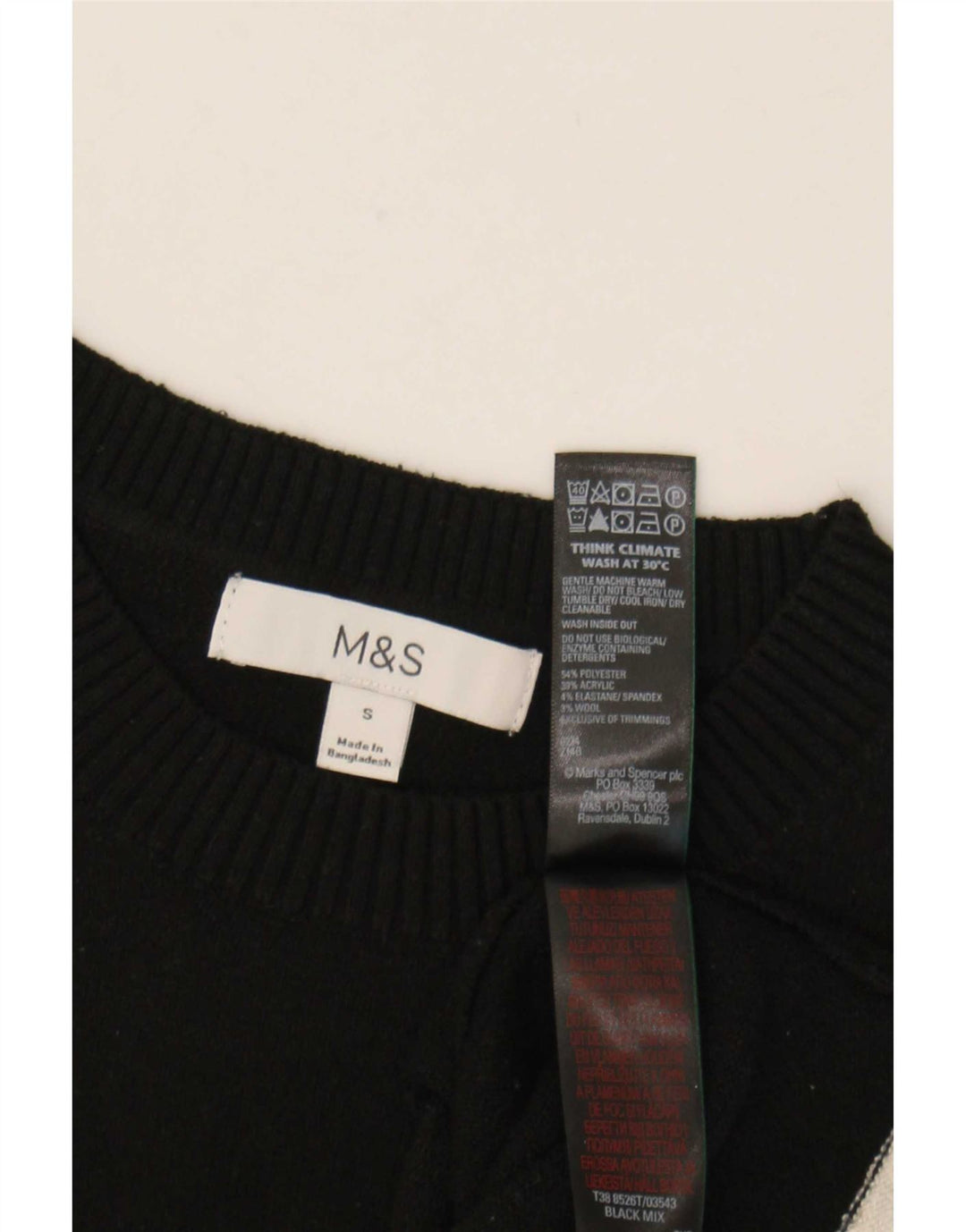 Marks & Spencer Damen Crop Vest Tank Top UK 10 Small Schwarz Polyester