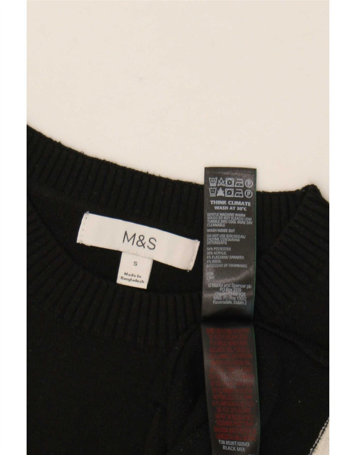 Marks & Spencer Damen Crop Vest Tank Top UK 10 Small Schwarz Polyester