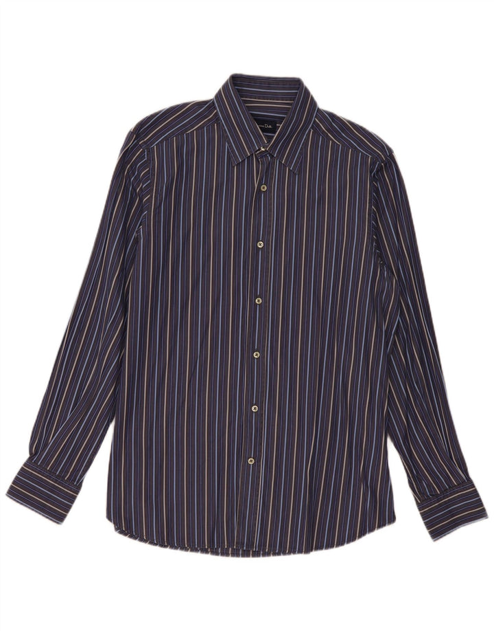 Massimo Dutti Herrenhemd Größe 42 16 1/2 Large Marineblau gestreift