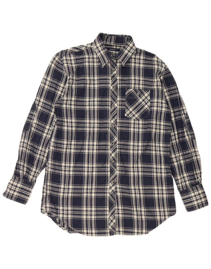 Gant Flanellhemd für Damen, UK 10, Größe S, marineblau, kariert, Baumwolle