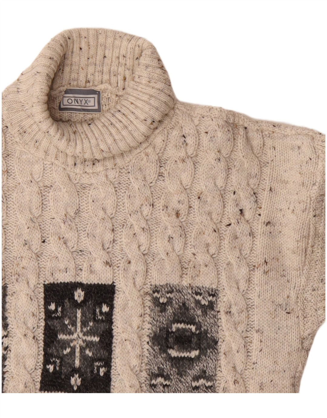 Rollkragenpullover für Damen von Onyx, Gr. 18, XL, beige gesprenkelte Wolle