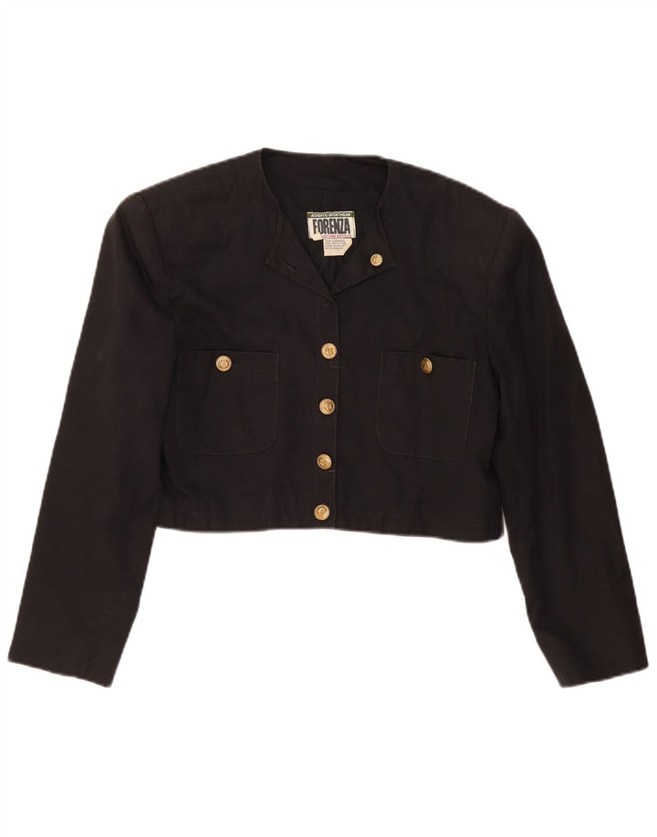FORENZA Damen Bolerojacke UK 16 Large Schwarze Baumwolle