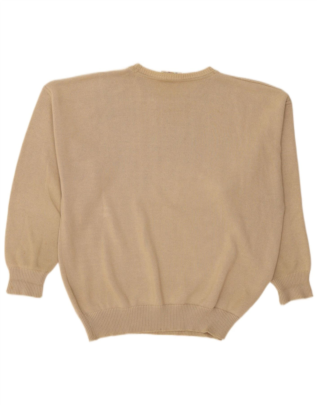 Monello Herren-Pullover mit Rundhalsausschnitt, IT 50, mittelbeige, geometrische Baumwolle