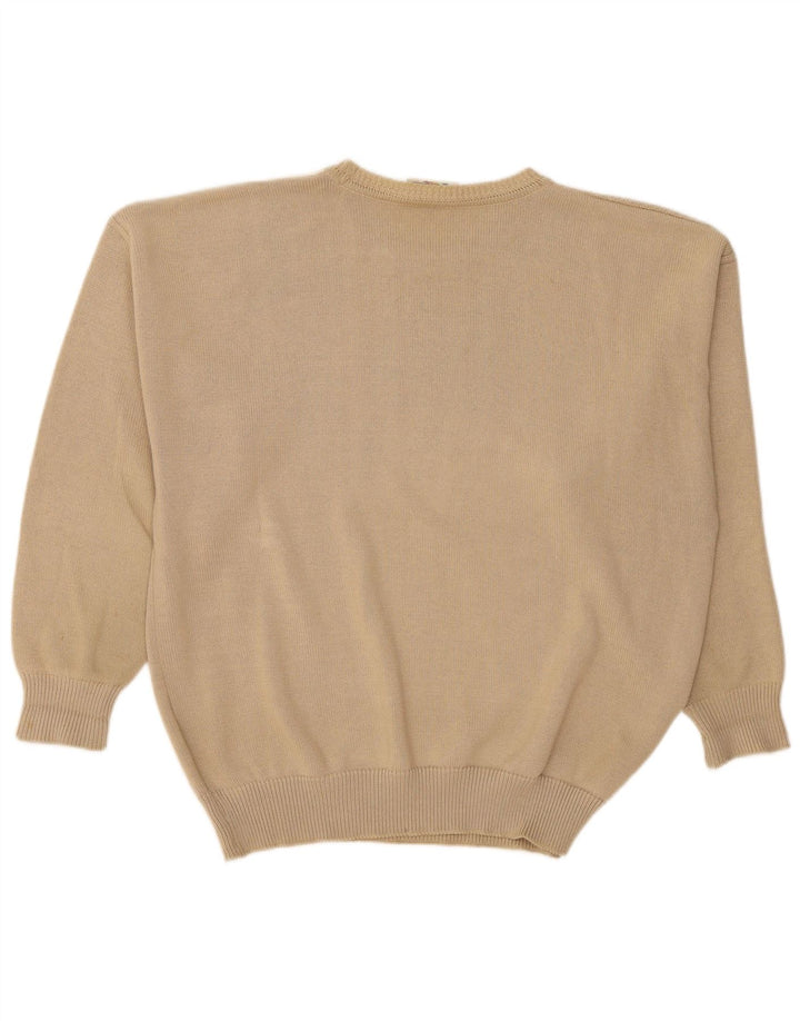 Monello Herren-Pullover mit Rundhalsausschnitt, IT 50, mittelbeige, geometrische Baumwolle