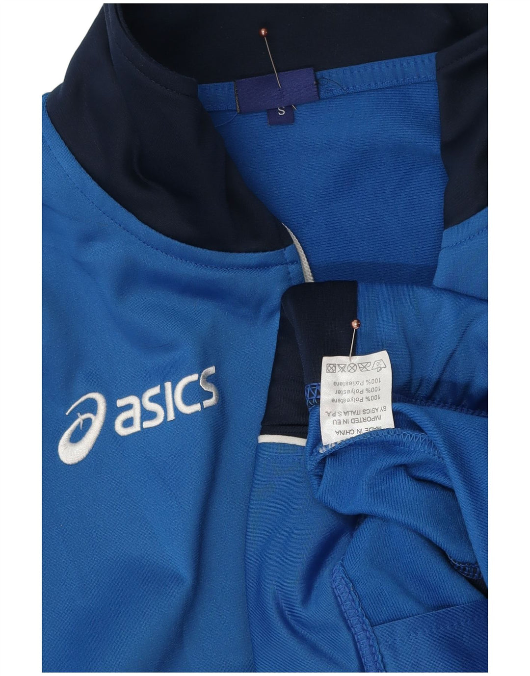 Asics Herren-Trainingsanzug-Top-Jacke, kleines blaues Farbblock-Polyester