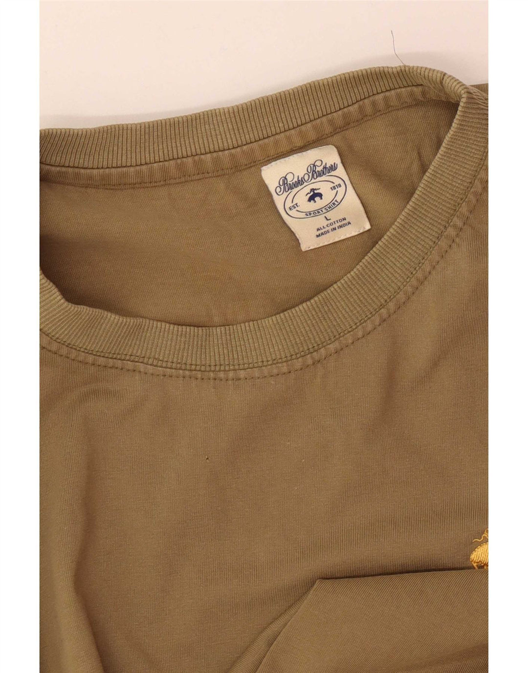 Brooks Brothers Herren T-Shirt Top Large Khaki Baumwolle