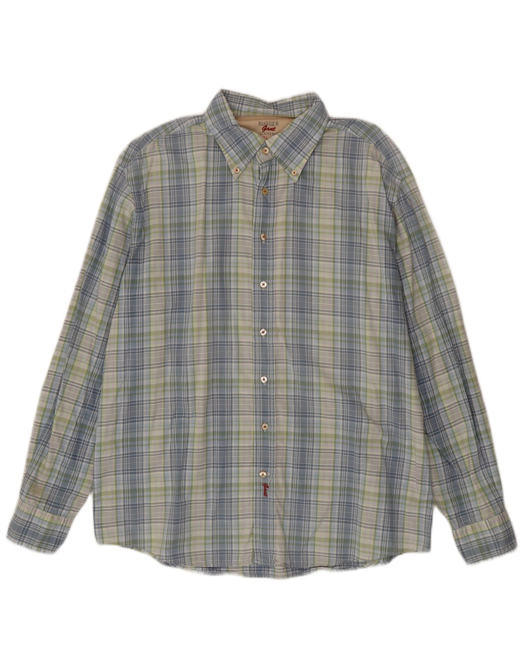 Gant Herren Rugger Slim Fit Hemd 2XL blau kariert Baumwolle