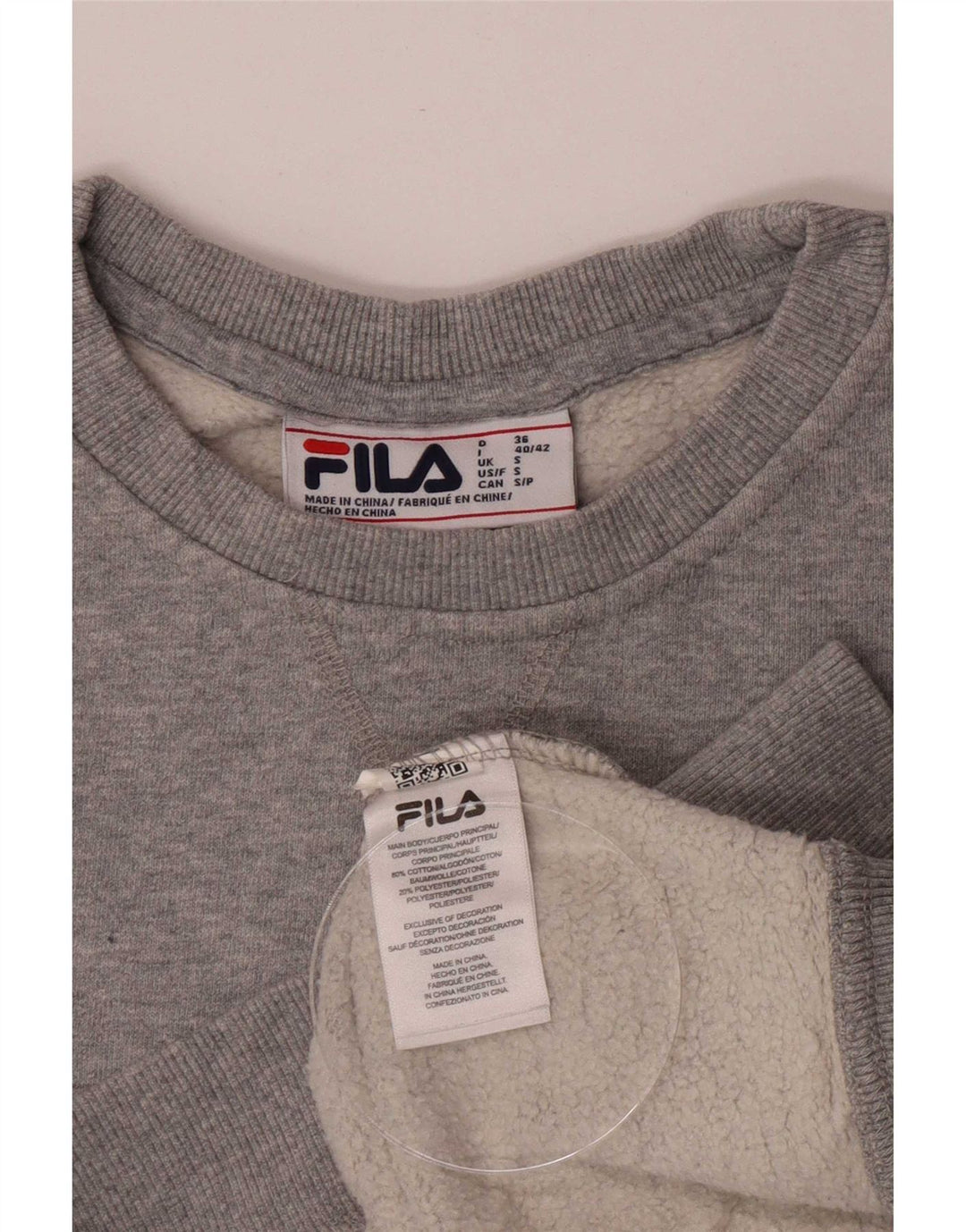 Fila Herren Sweatshirt Pullover Small Grau Baumwolle