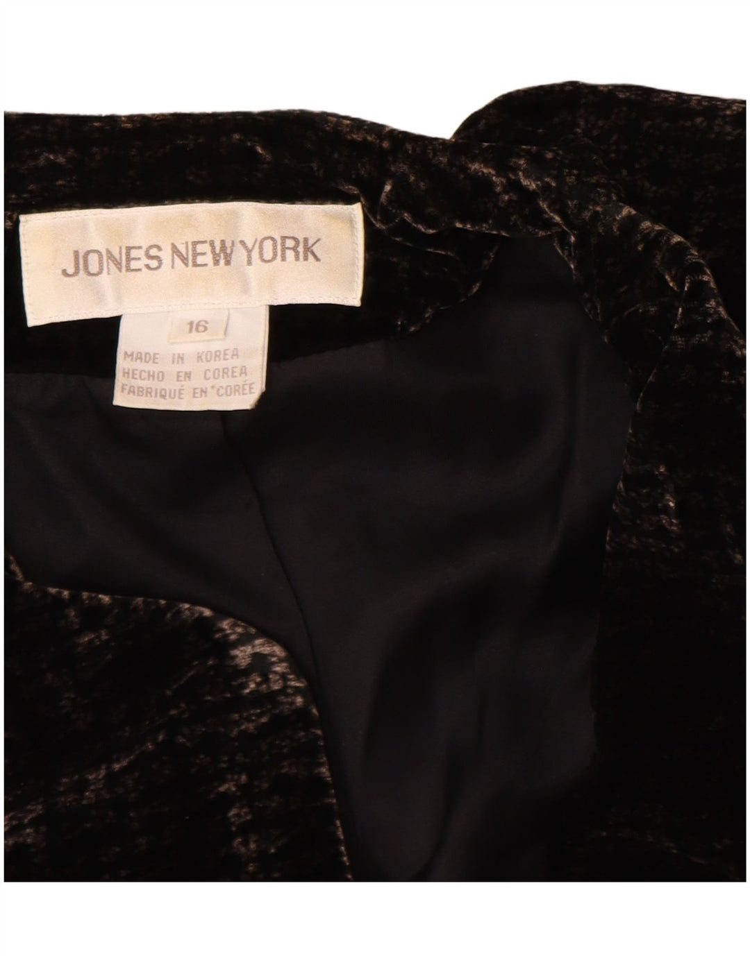 Jones New York Damen-Blazer aus Velours mit 2 Knöpfen, Gr. 16, Größe L, Schwarz, Viskose
