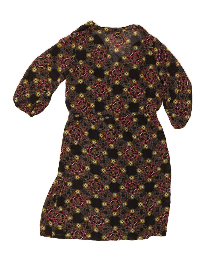MOSSIMO Womens Long Sleeve Sheath Dress UK 10 Small Black Floral Polyester Vintage Mossimo and Second-Hand Mossimo from Messina Hembry 