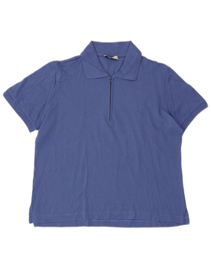 NAVIGARE Damen Poloshirt IT 46 Large Blau Baumwolle