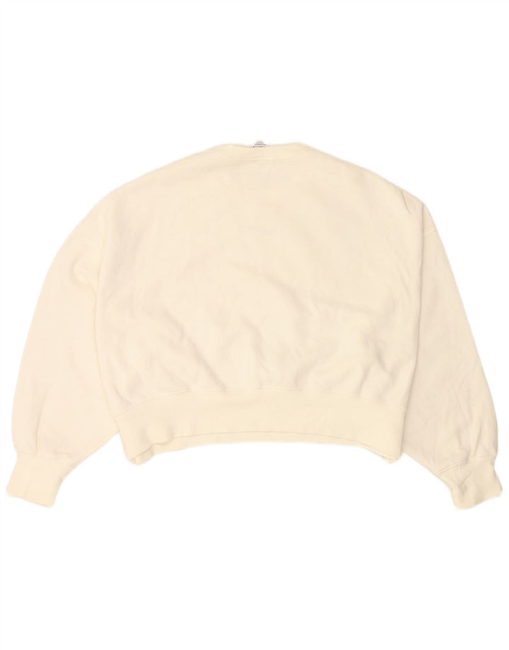 NIKE Womens Crop Oversized Sweatshirt Pullover UK 14 Mittelweiße Baumwolle