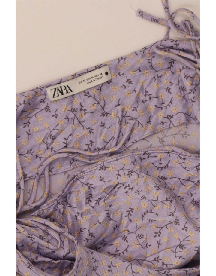 Zara Damen Sommerkleid UK 12 Medium Purple Floral
