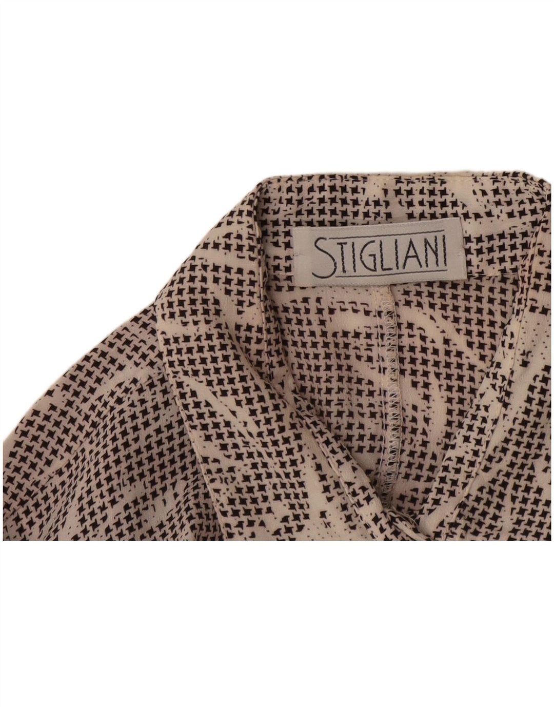 Vintage Damen Kurzarmshirt UK 14 Medium Black Houndstooth