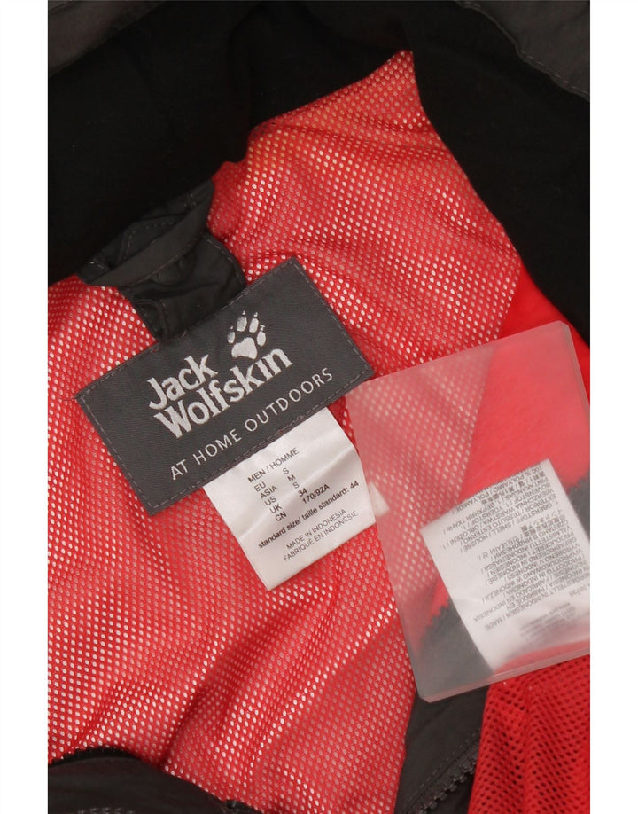 Jack Wolfskin Herren-Regenjacke mit Kapuze, UK 34, Größe S, Grau, Polyamid