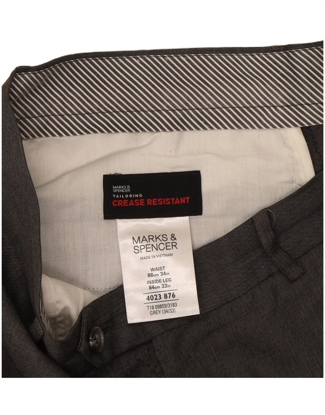 Gerade Herren-Anzughose von Marks & Spencer, W34, L33, grau, Polyester