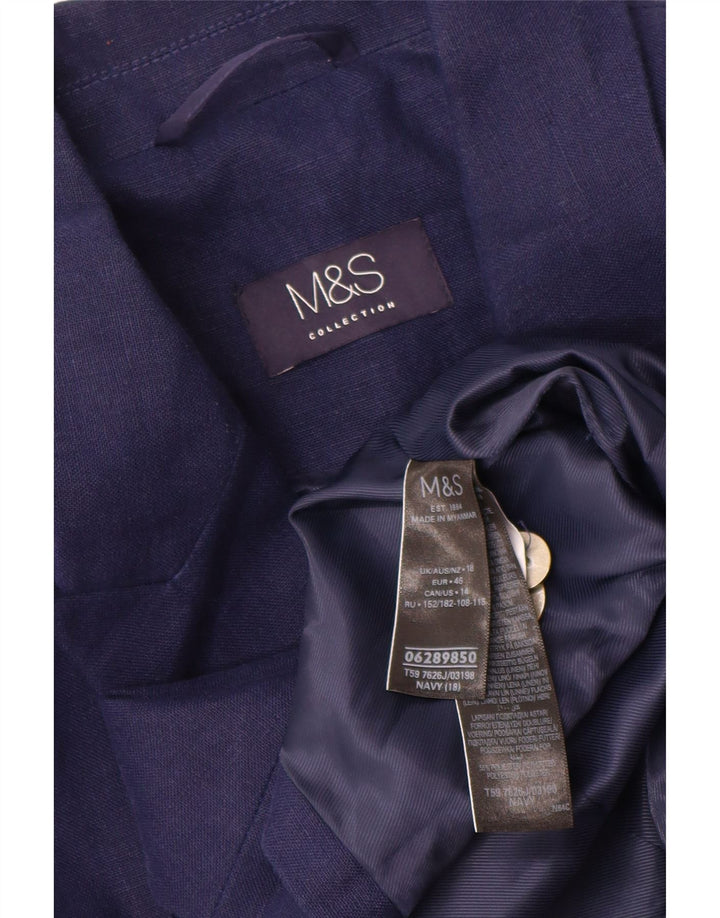 Marks & Spencer Damen Zweireiher-Blazerjacke UK 18 XL Marineblau