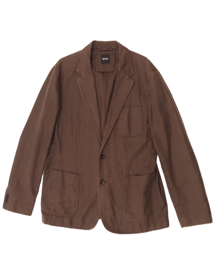 Hugo Boss Herren-Blazer mit 2 Knöpfen, EU 52, XL, braunes Leinen