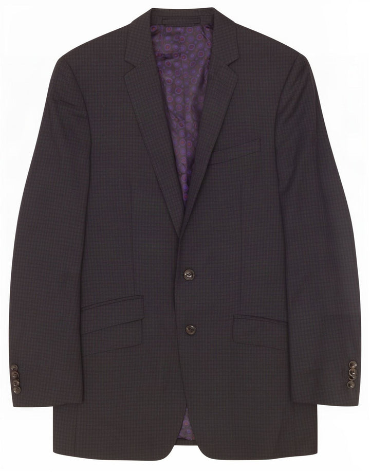 Marks & Spencer Herren-Blazer mit 2 Knöpfen, Gr. 36, klein, grau kariert, Wolle