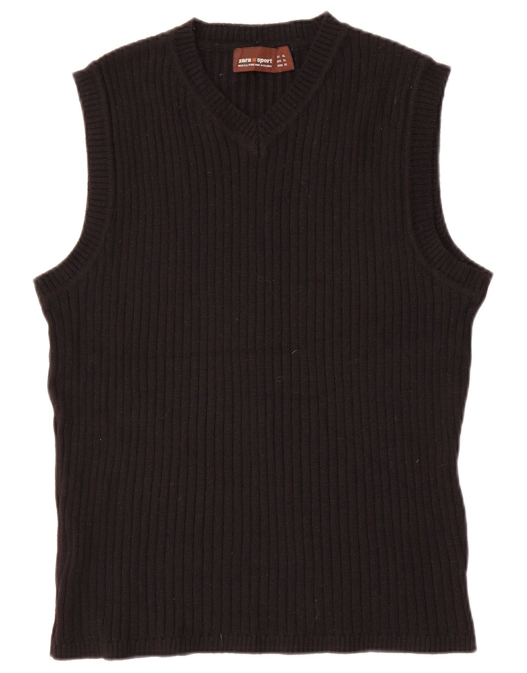 Zara Damen Weste Tank Top UK 18 XL Schwarze Wolle