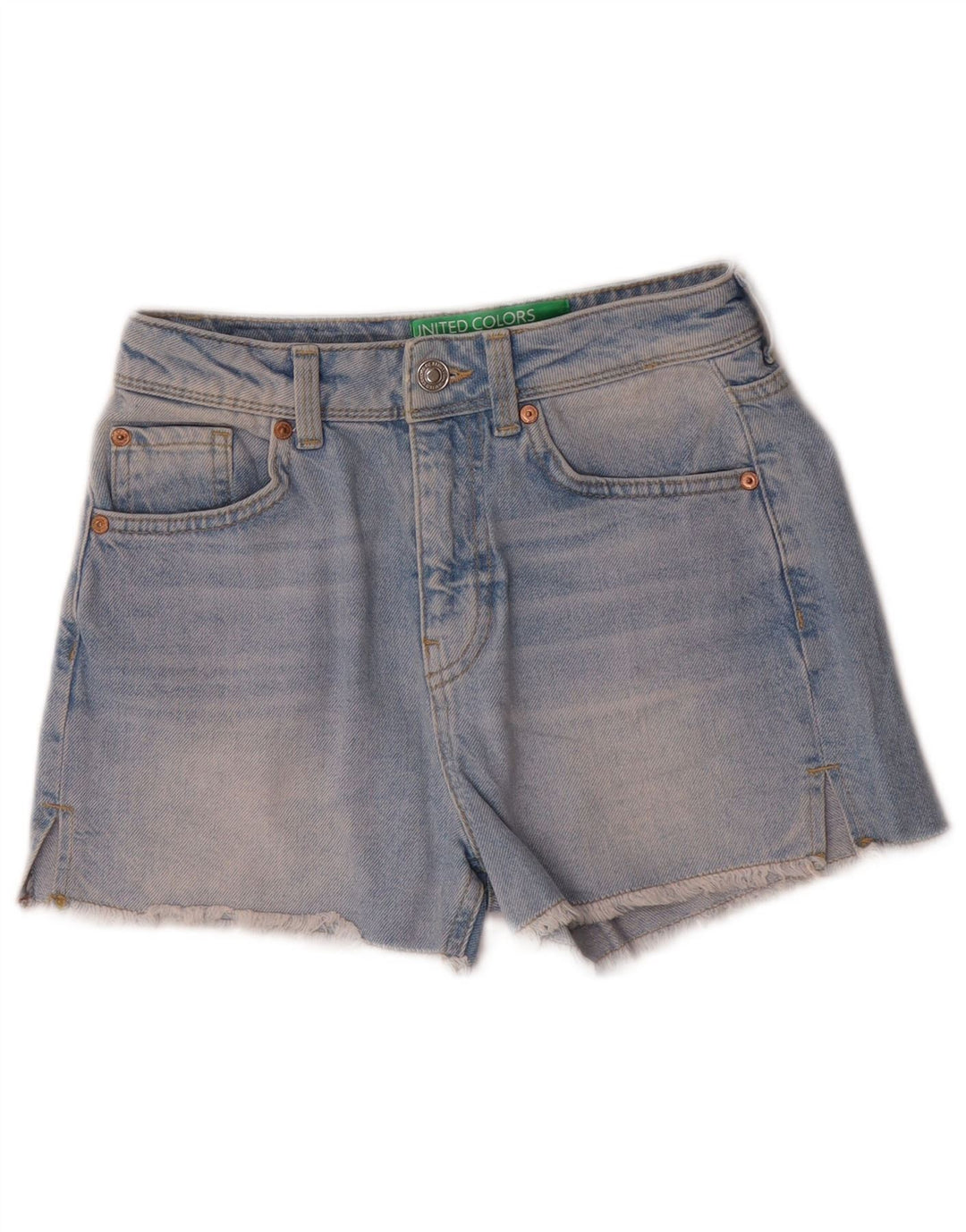 BENETTON Damen Jeansshorts W25 XS Blaue Baumwolle