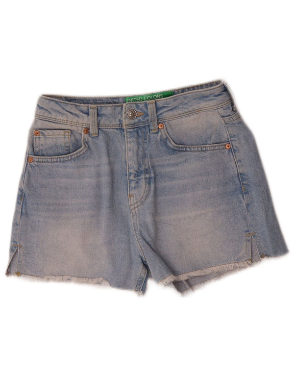 BENETTON Damen Jeansshorts W25 XS Blaue Baumwolle