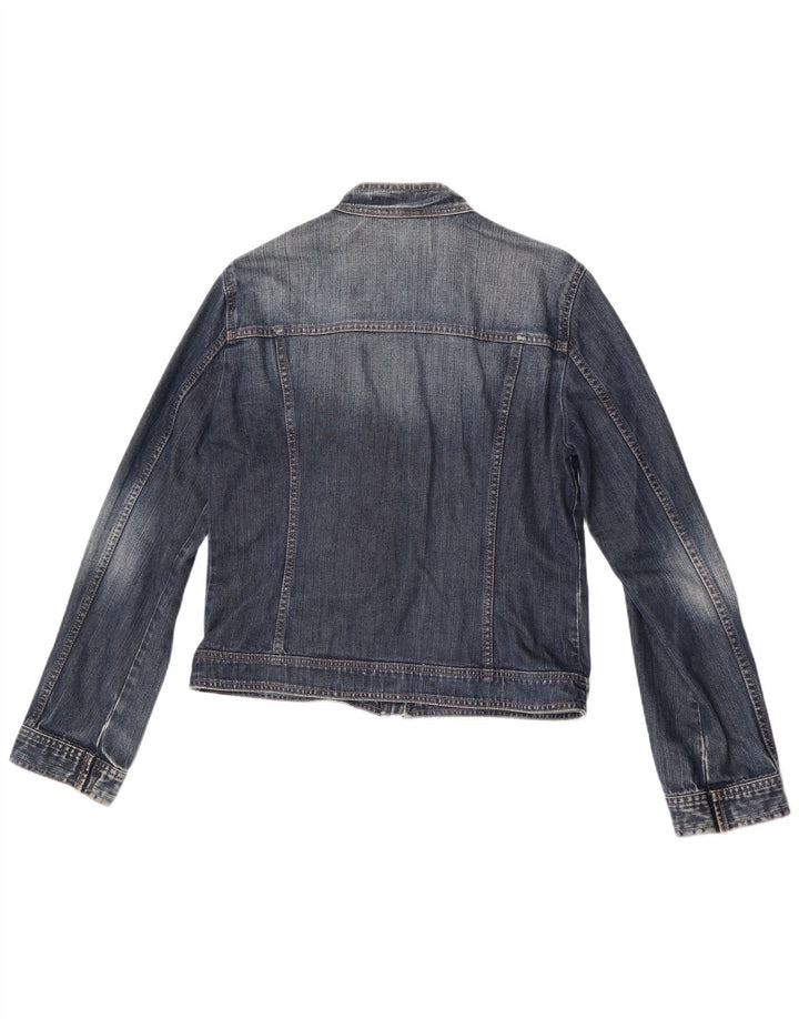Benetton Damen Jeansjacke UK 16 Große blaue Baumwolle