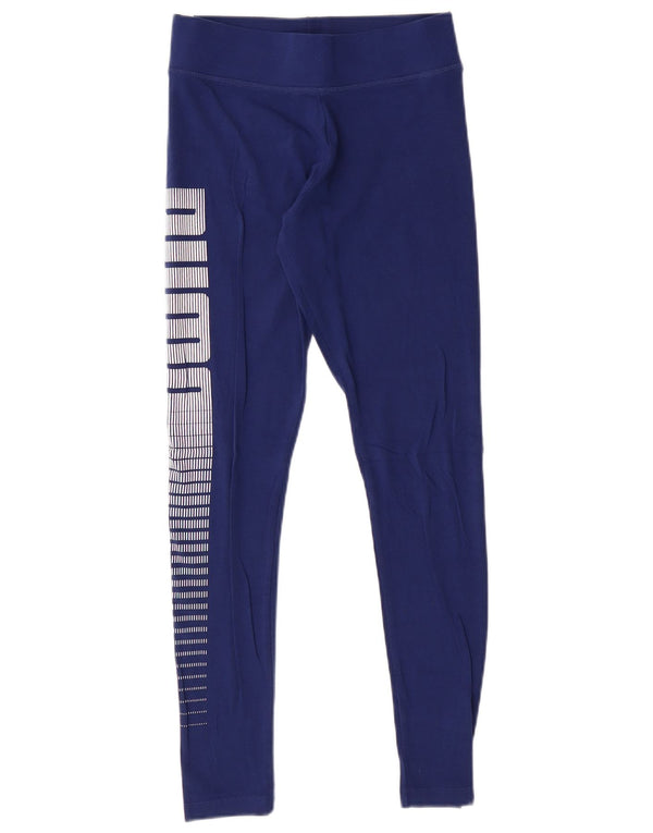 PUMA Damen Graphic Leggings UK 10 Small Blau Baumwolle