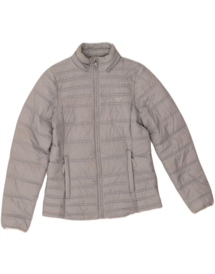 Crew Clothing Damen Wattierte Jacke UK 12 Mittelgraues Nylon