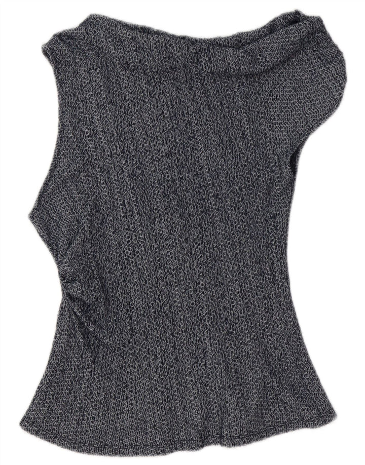 Zara Damen Asymmetrisches schulterfreies Top UK 14 Large Marineblau
